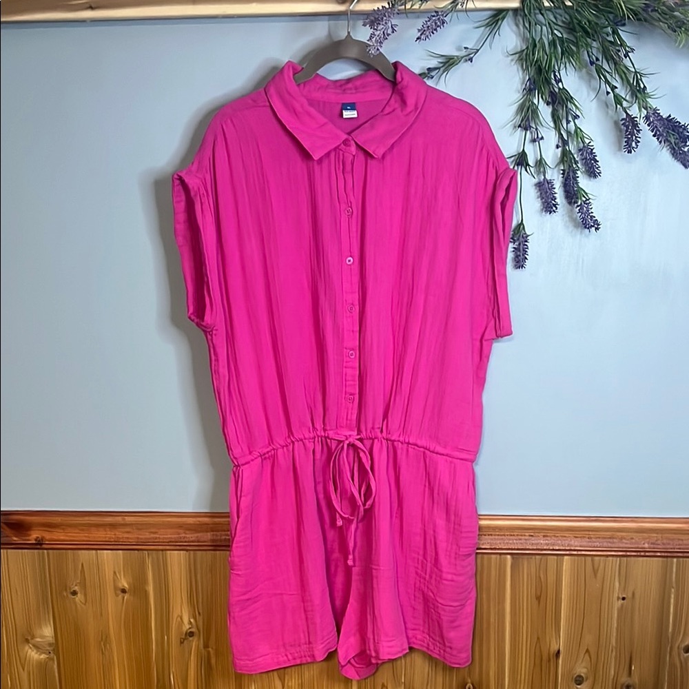 Old Navy Pink Button-Up Romper